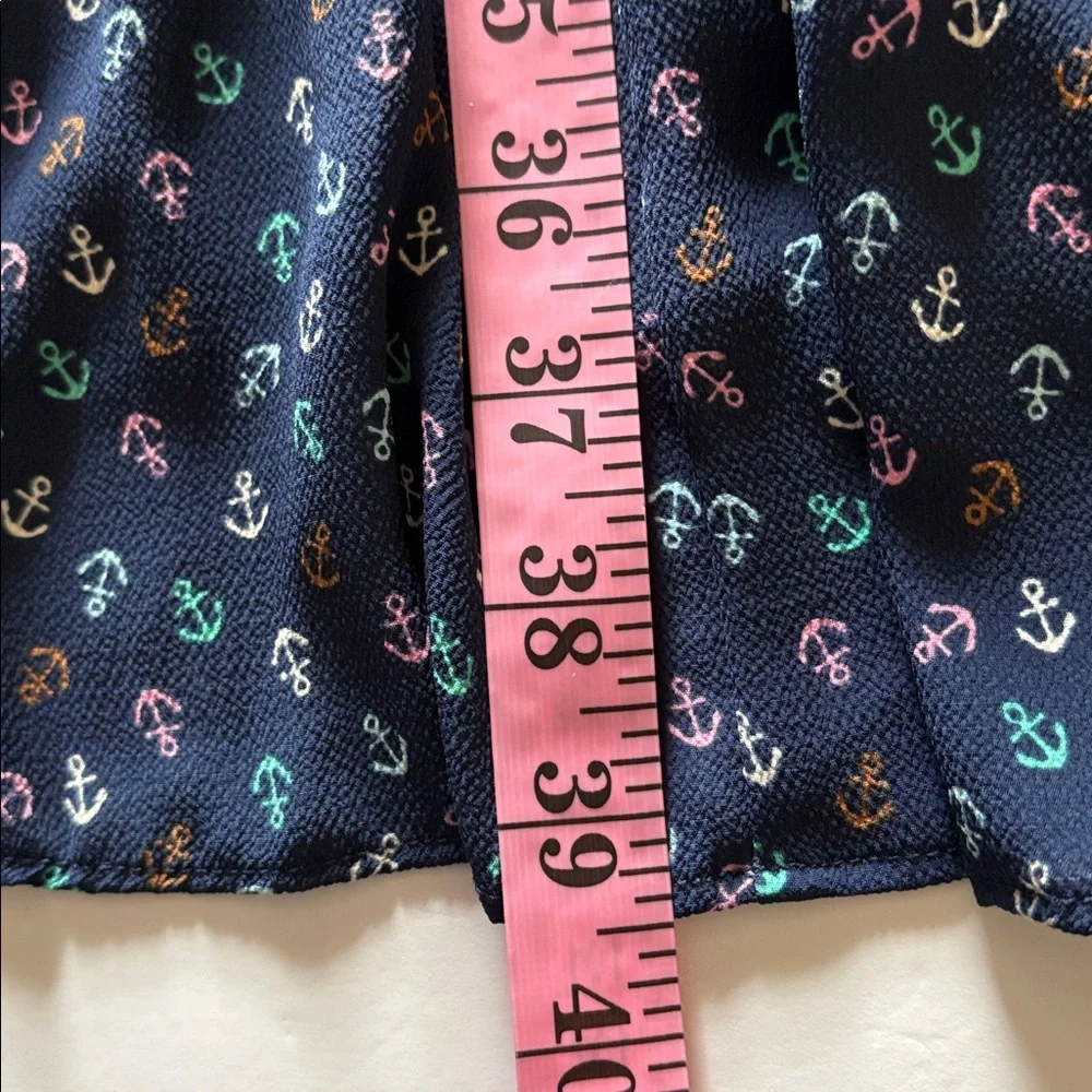 Talbots Navy Blue Henley Cinched Belted Waist Chiffon Nautical Dress Size 10 - Picture 12 of 12